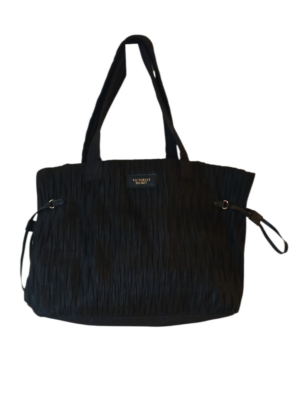 Victoria's Secret Black Pleated Shoulder Tote